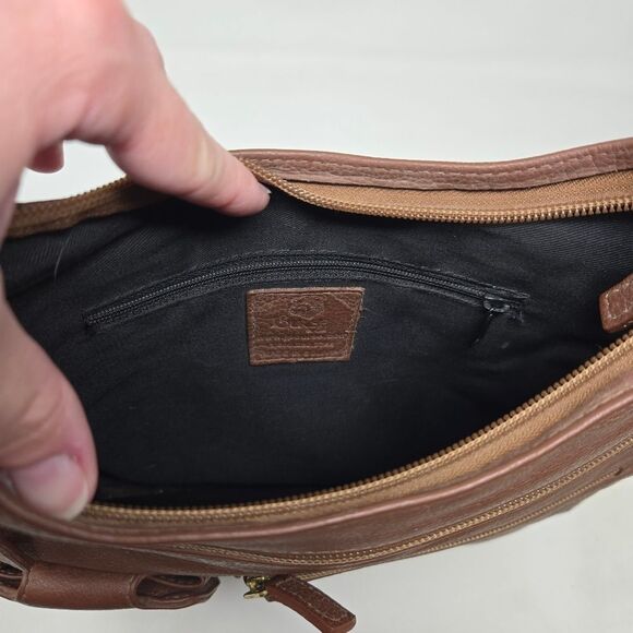 JP Ourse & Cie Brown Pebble Leather Traveler Crossbody Bag Purse Hidden Wallet - Picture 8 of 11